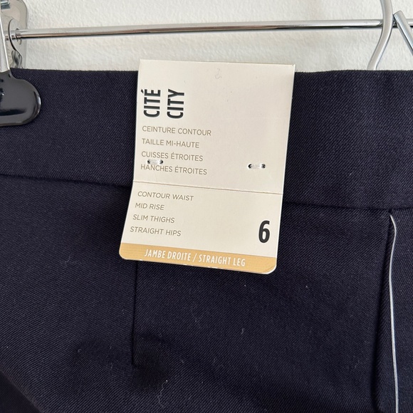 Laura Petites City Fit Lace Trim Pants Navy Straight Cut Stretch Size 6 - Picture 8 of 10